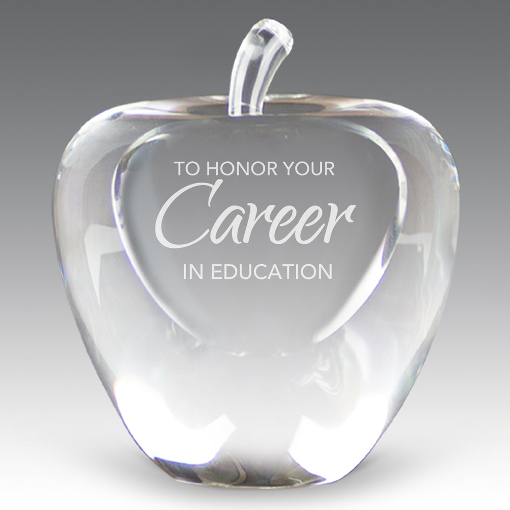 Etched Optic Crystal Apple