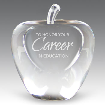 Etched Optic Crystal Apple