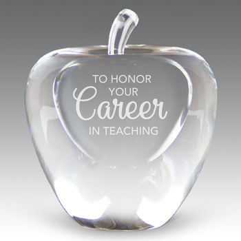 Etched Optic Crystal Apple