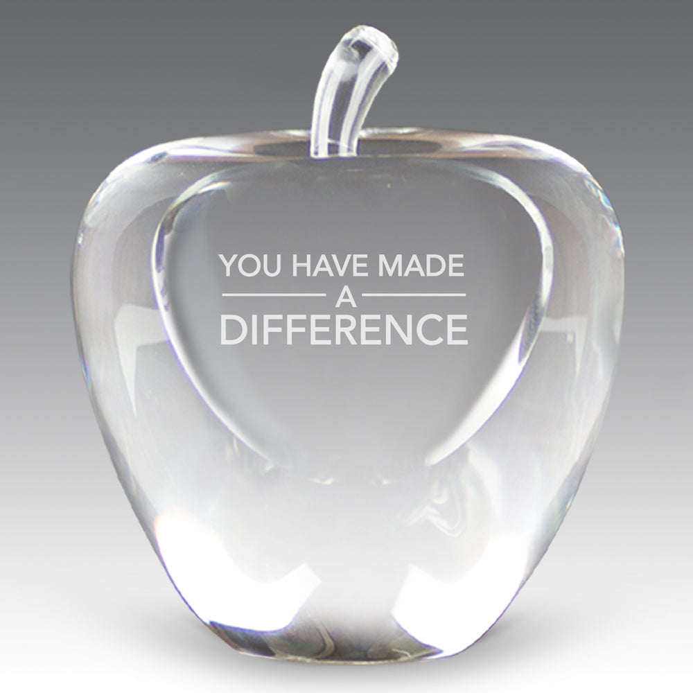 Etched Optic Crystal Apple