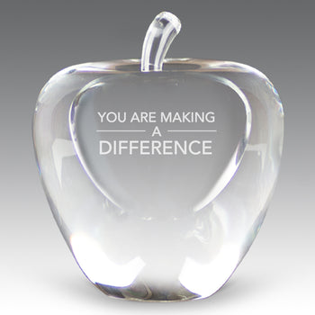 Etched Optic Crystal Apple