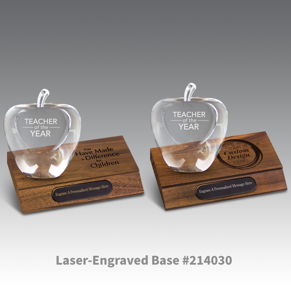 Etched Optic Crystal Apple