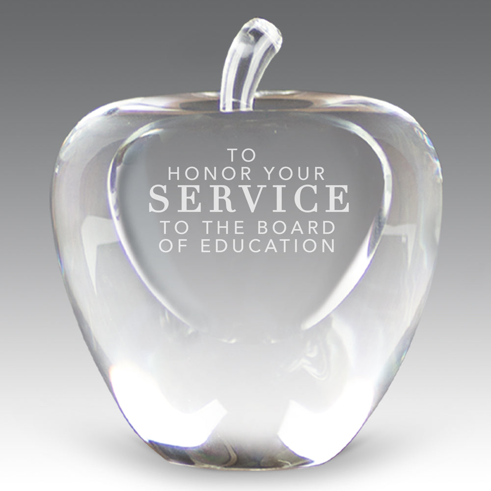 Etched Optic Crystal Apple