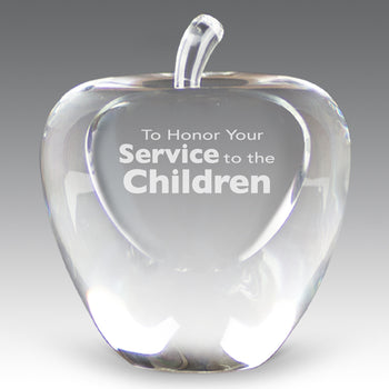 Etched Optic Crystal Apple