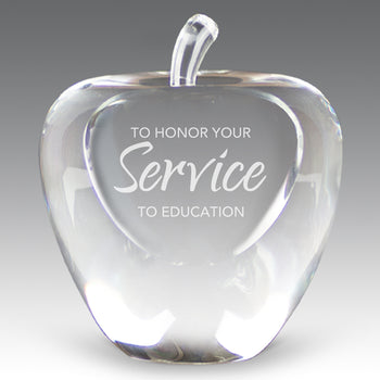 Etched Optic Crystal Apple
