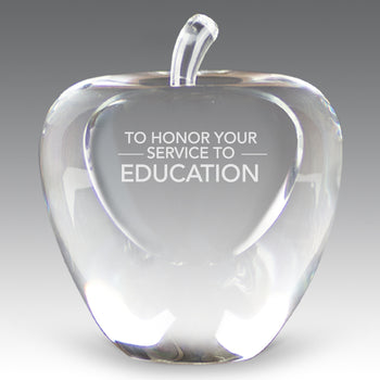Etched Optic Crystal Apple