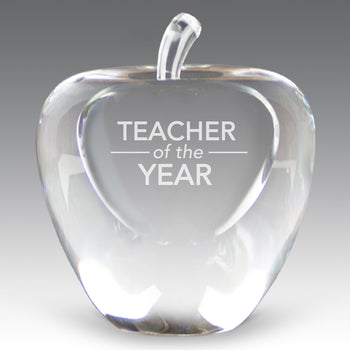 Etched Optic Crystal Apple