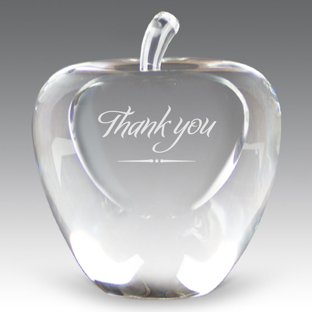 Etched Optic Crystal Apple
