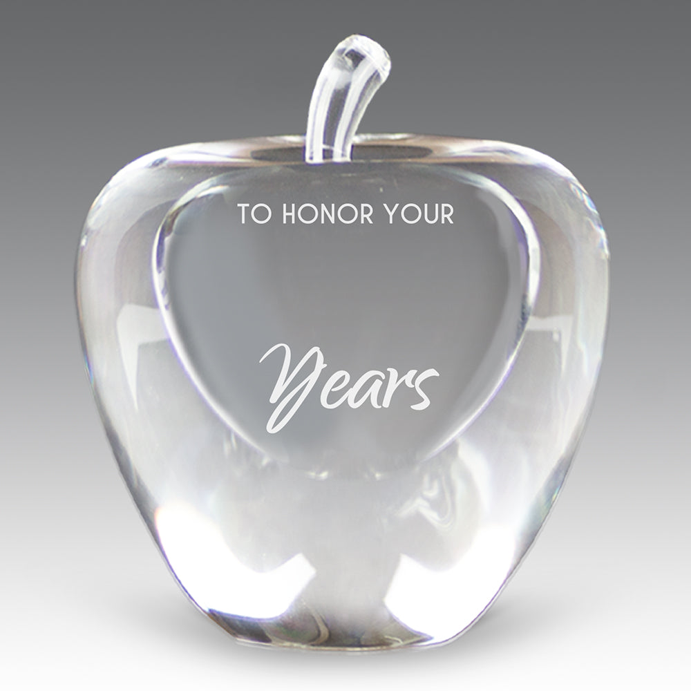 Etched Optic Crystal Apple