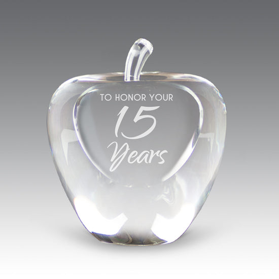 Etched Optic Crystal Apple