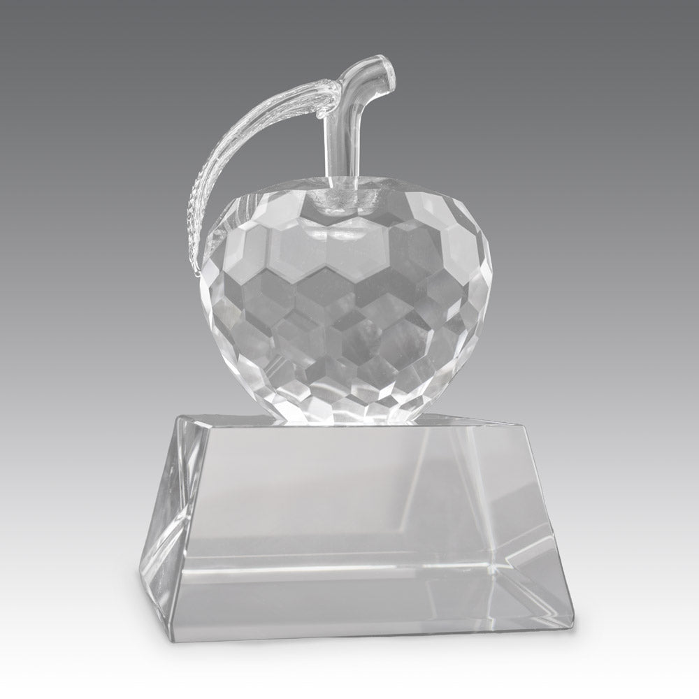 faceted crystal apple on crystal base