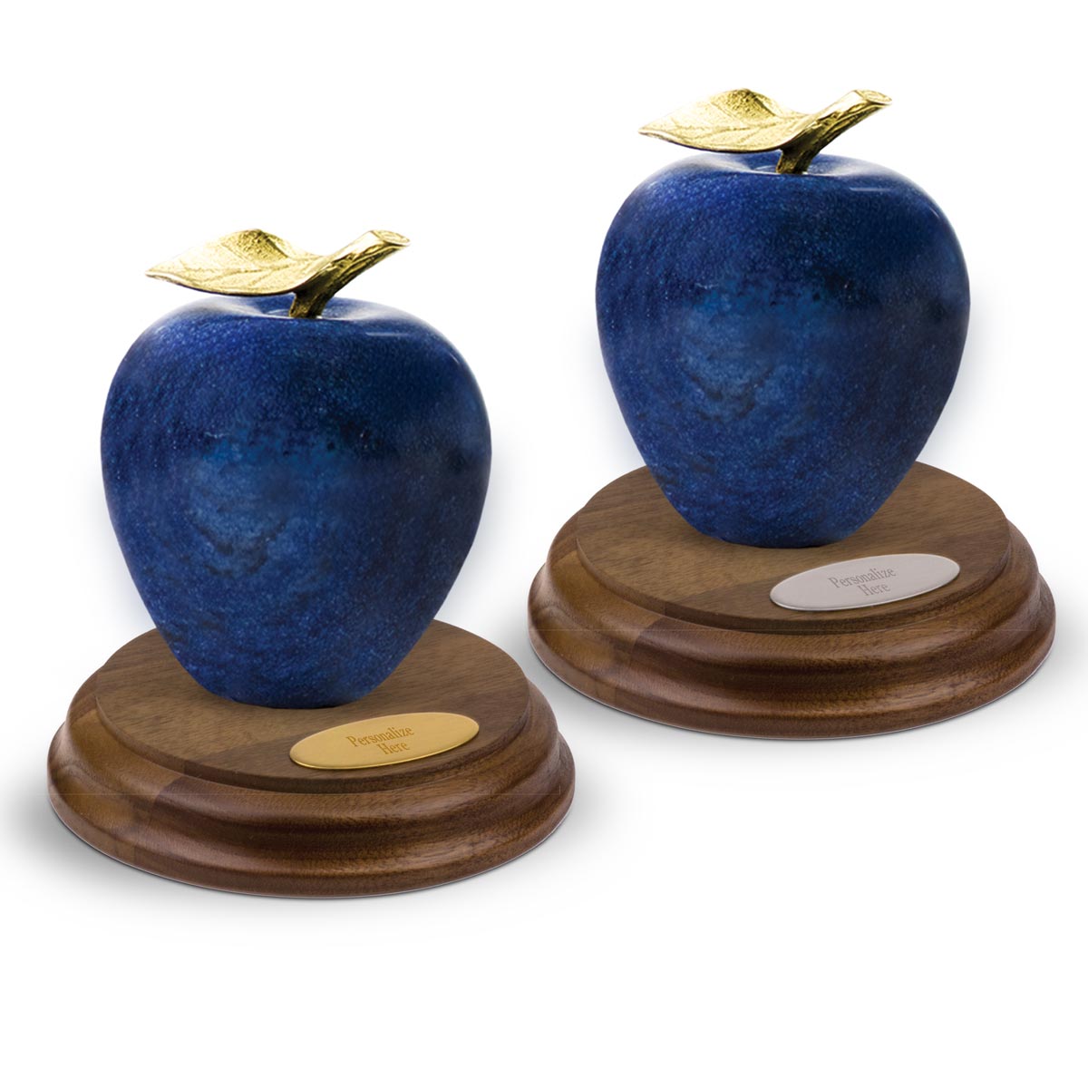 Cobalt blue marble apples with walnut bases