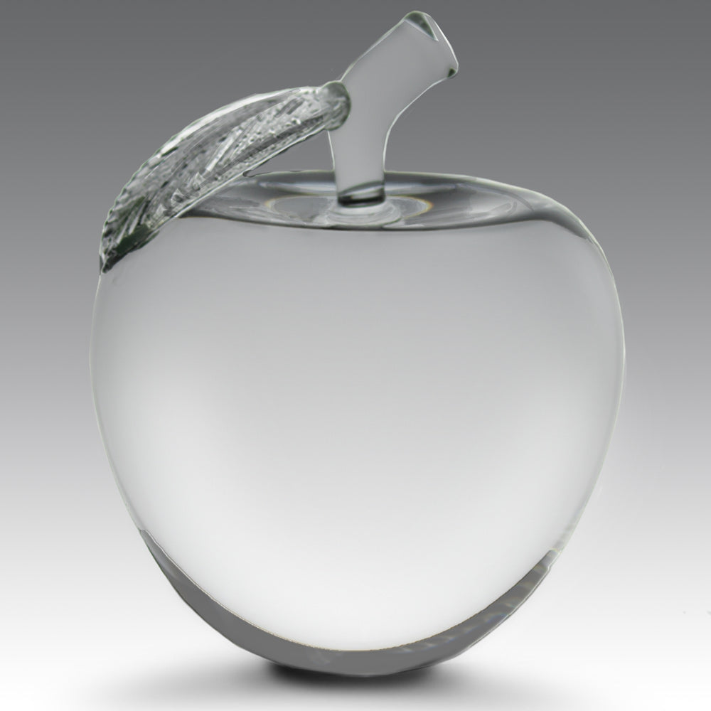 Large Optic Crystal Apple w/ Leaf
