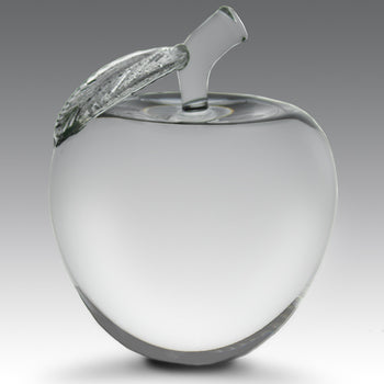 Large Optic Crystal Apple w/ Leaf