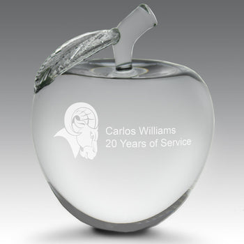 Large Optic Crystal Apple w/ Leaf