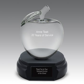 Large Optic Crystal Apple w/ Leaf