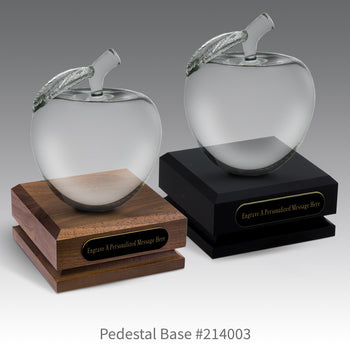 Large Optic Crystal Apple w/ Leaf