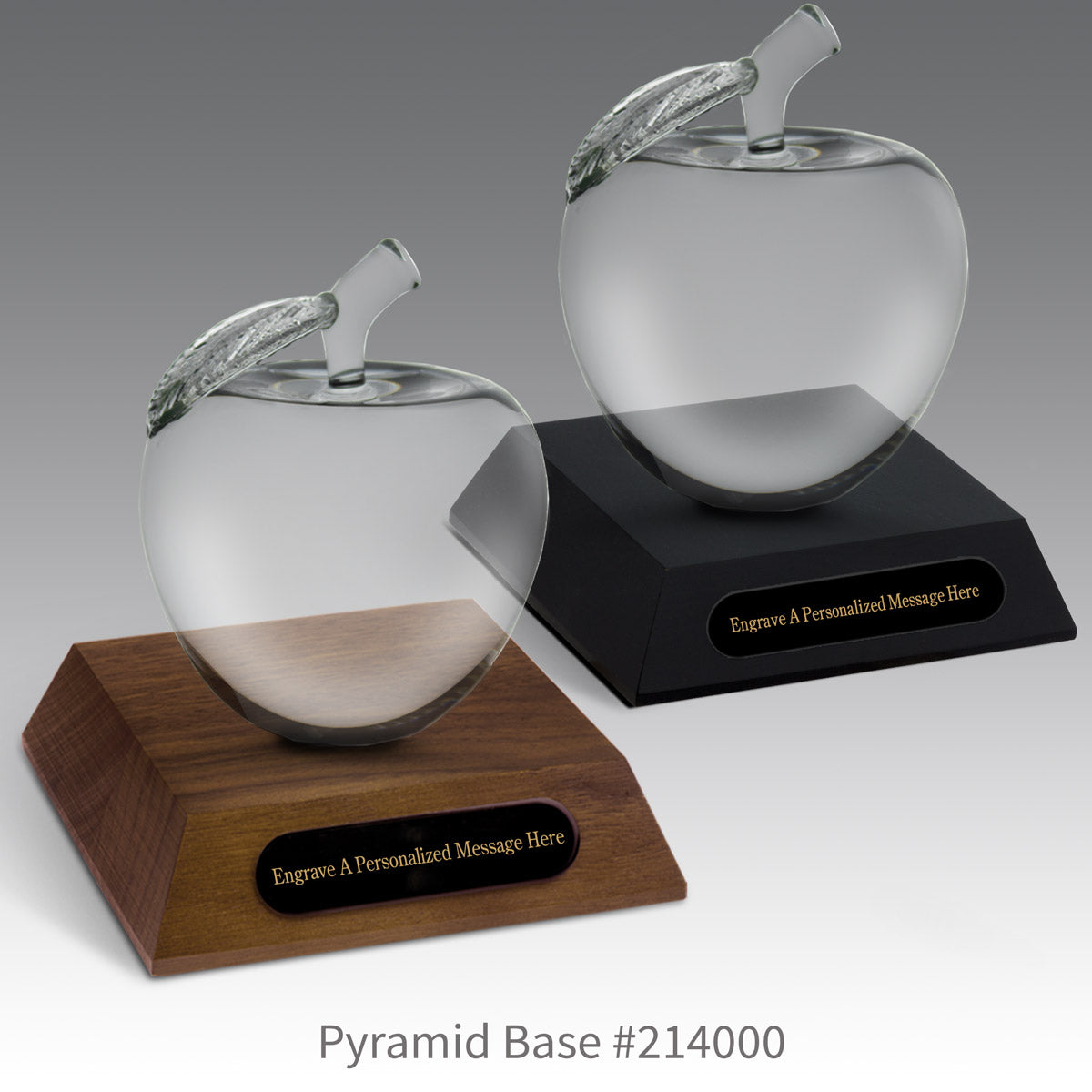 Large Optic Crystal Apple w/ Leaf