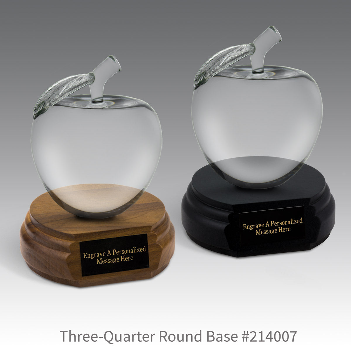 Large Optic Crystal Apple w/ Leaf