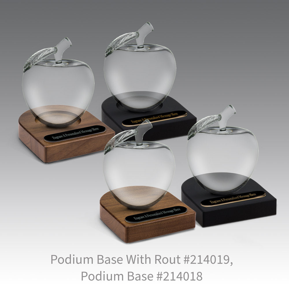 Large Optic Crystal Apple w/ Leaf