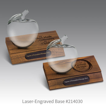 Large Optic Crystal Apple w/ Leaf