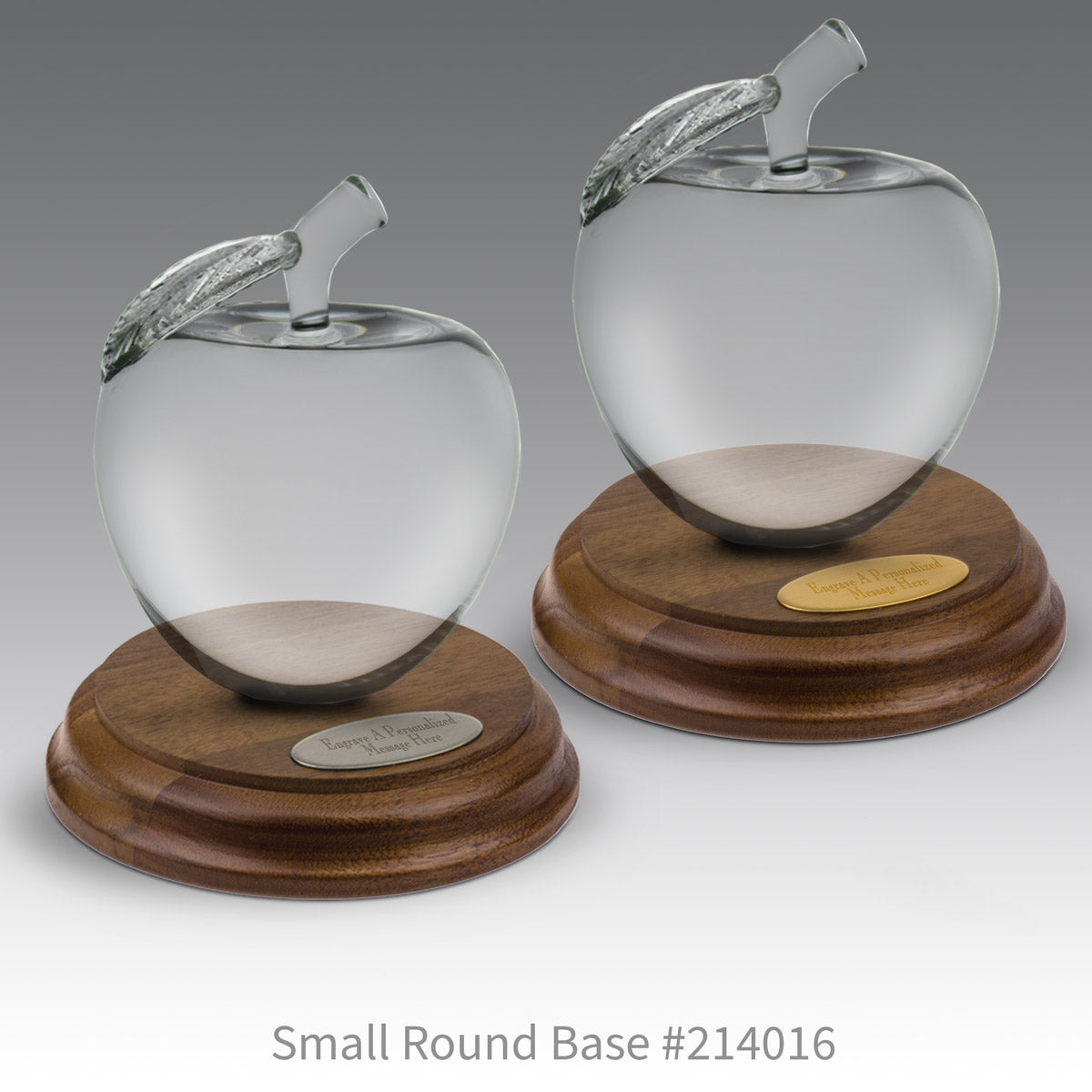 Large Optic Crystal Apple w/ Leaf