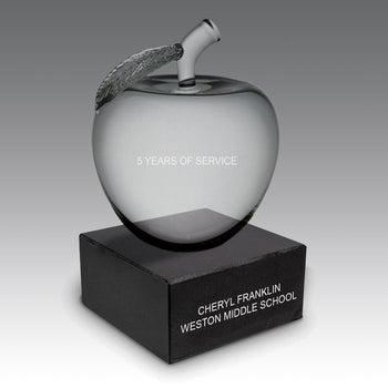 Large Optic Crystal Apple w/ Leaf