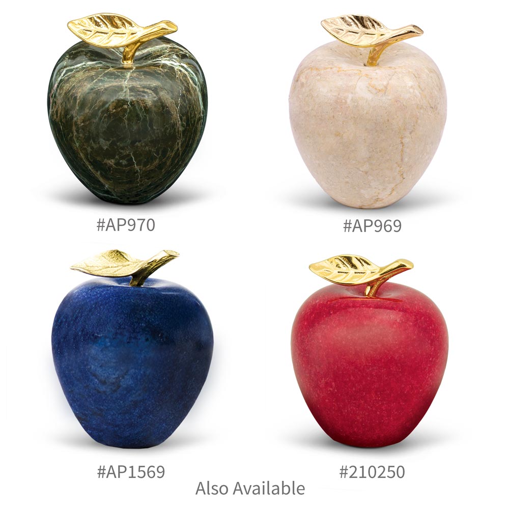 green, beige, blue and red marble apples