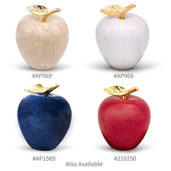 beige, white, blue and red marble apples