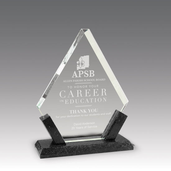 Crystal Diamond Award With Marble Base