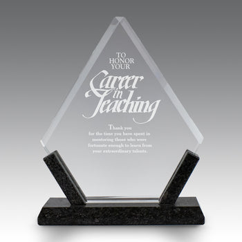 Crystal Diamond Award With Marble Base