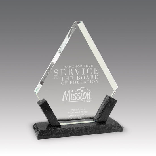 Crystal Diamond Award With Marble Base