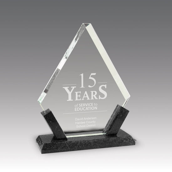 Crystal Diamond Award With Marble Base