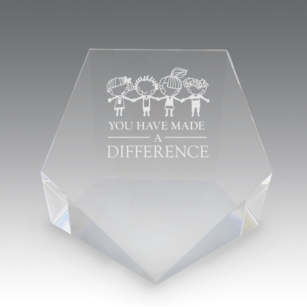 Beveled Optic Crystal Pentagon