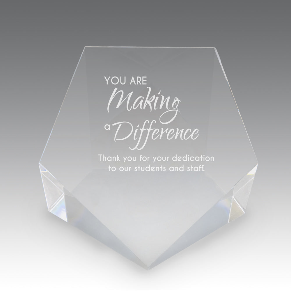 Beveled Optic Crystal Pentagon