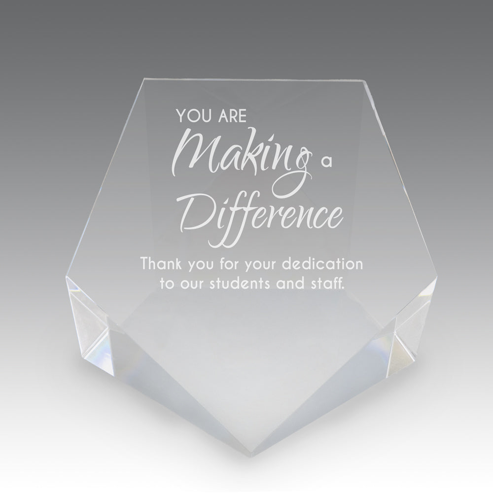 Beveled Optic Crystal Pentagon