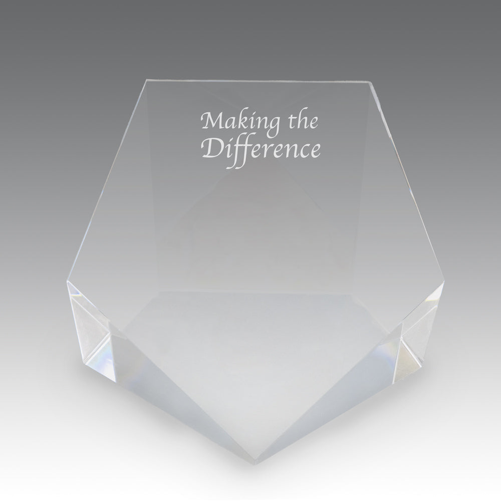 Beveled Optic Crystal Pentagon