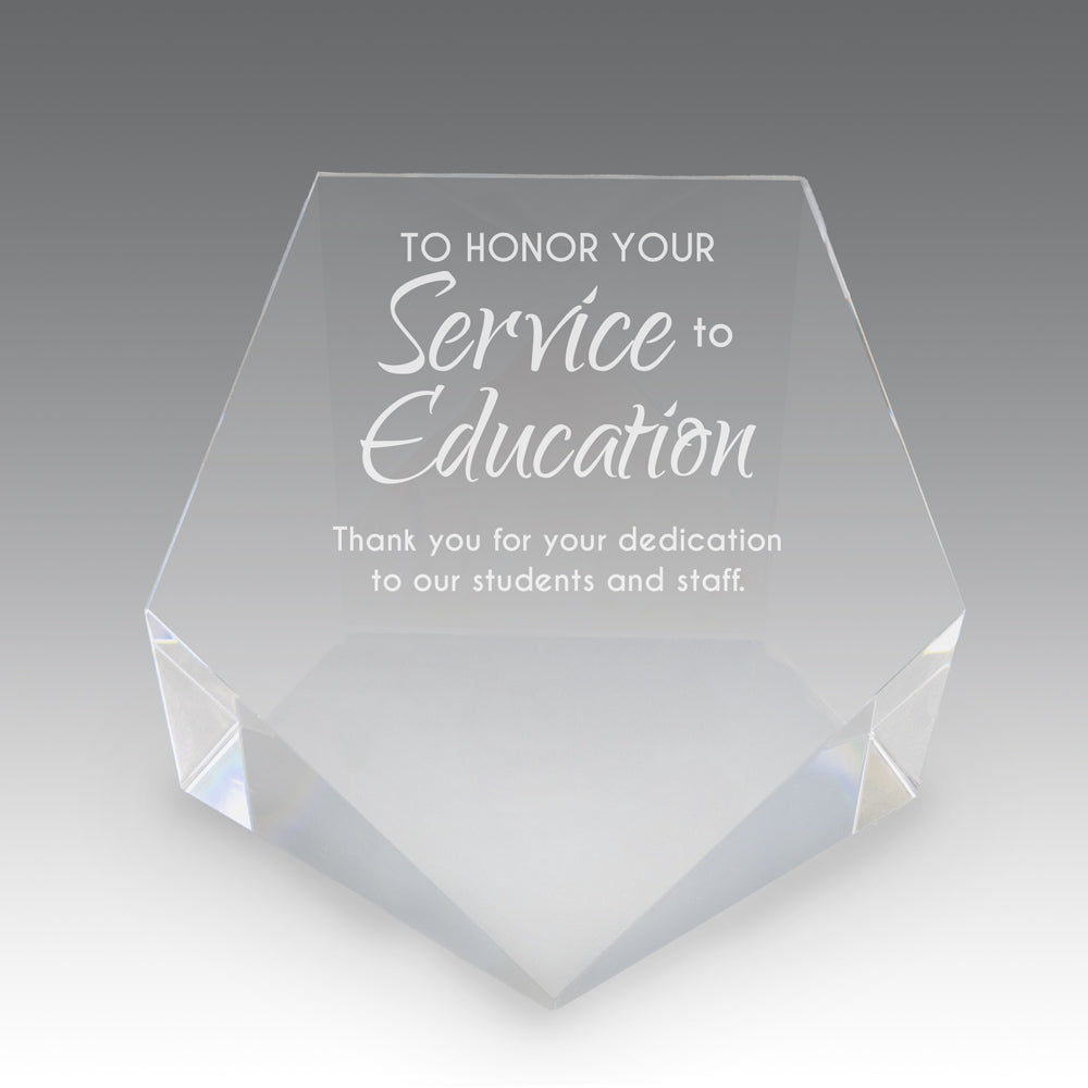 Beveled Optic Crystal Pentagon