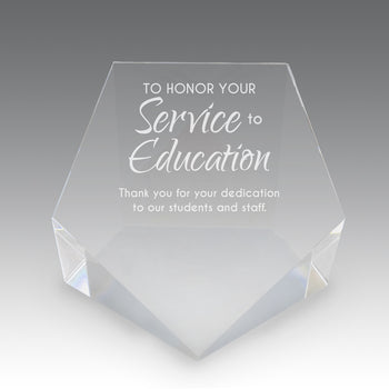 Beveled Optic Crystal Pentagon