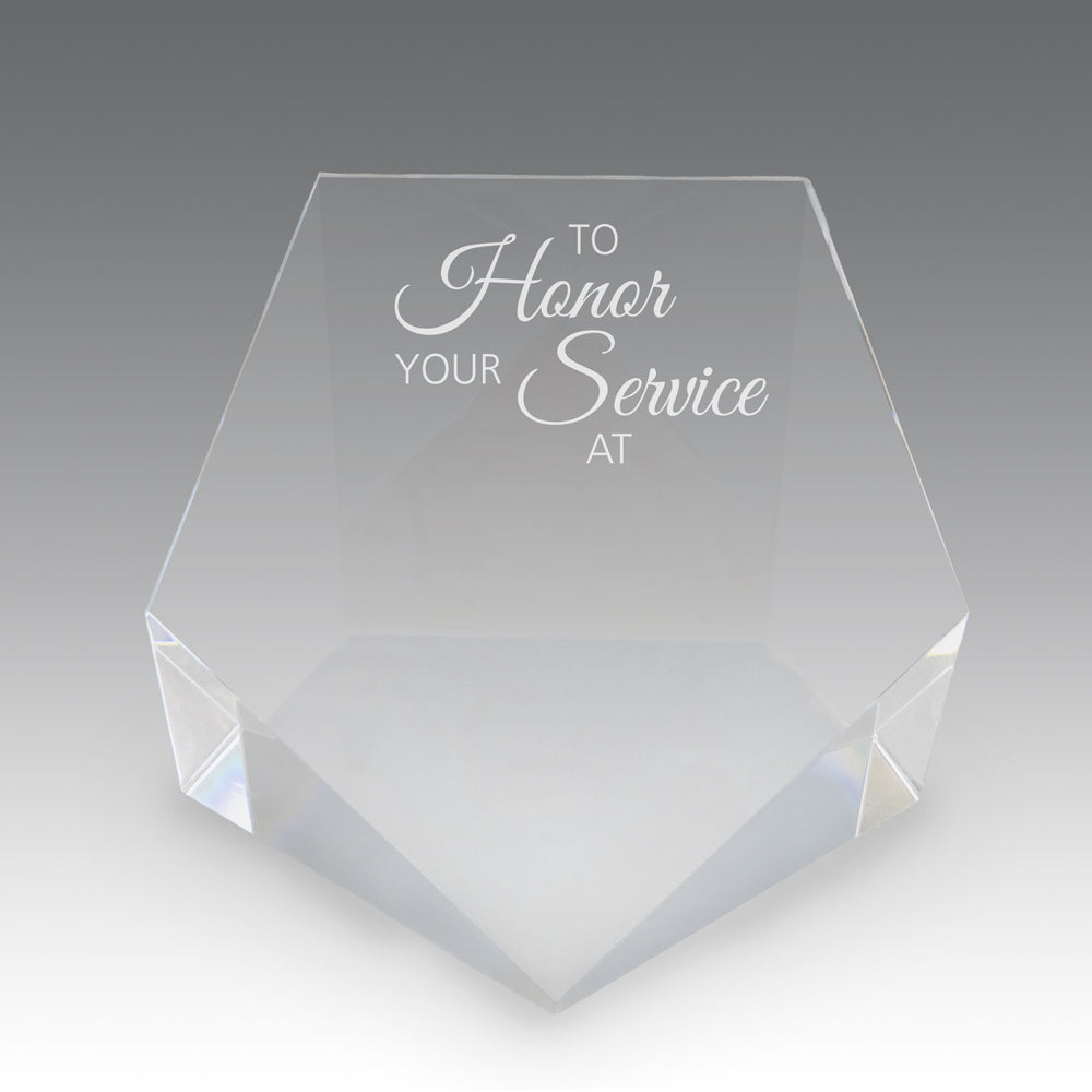 Beveled Optic Crystal Pentagon