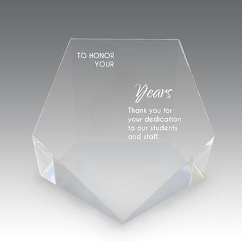 Beveled Optic Crystal Pentagon