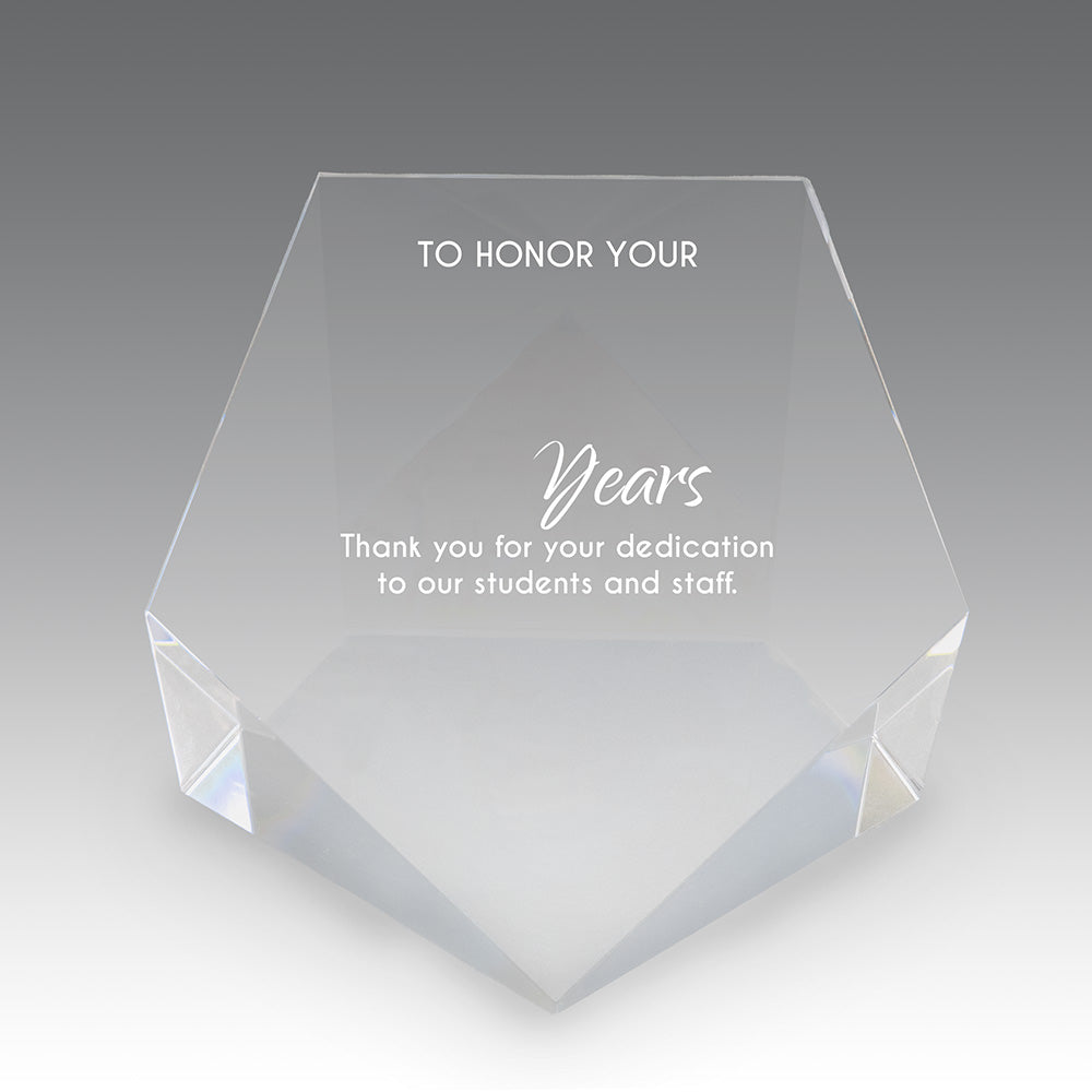 Beveled Optic Crystal Pentagon