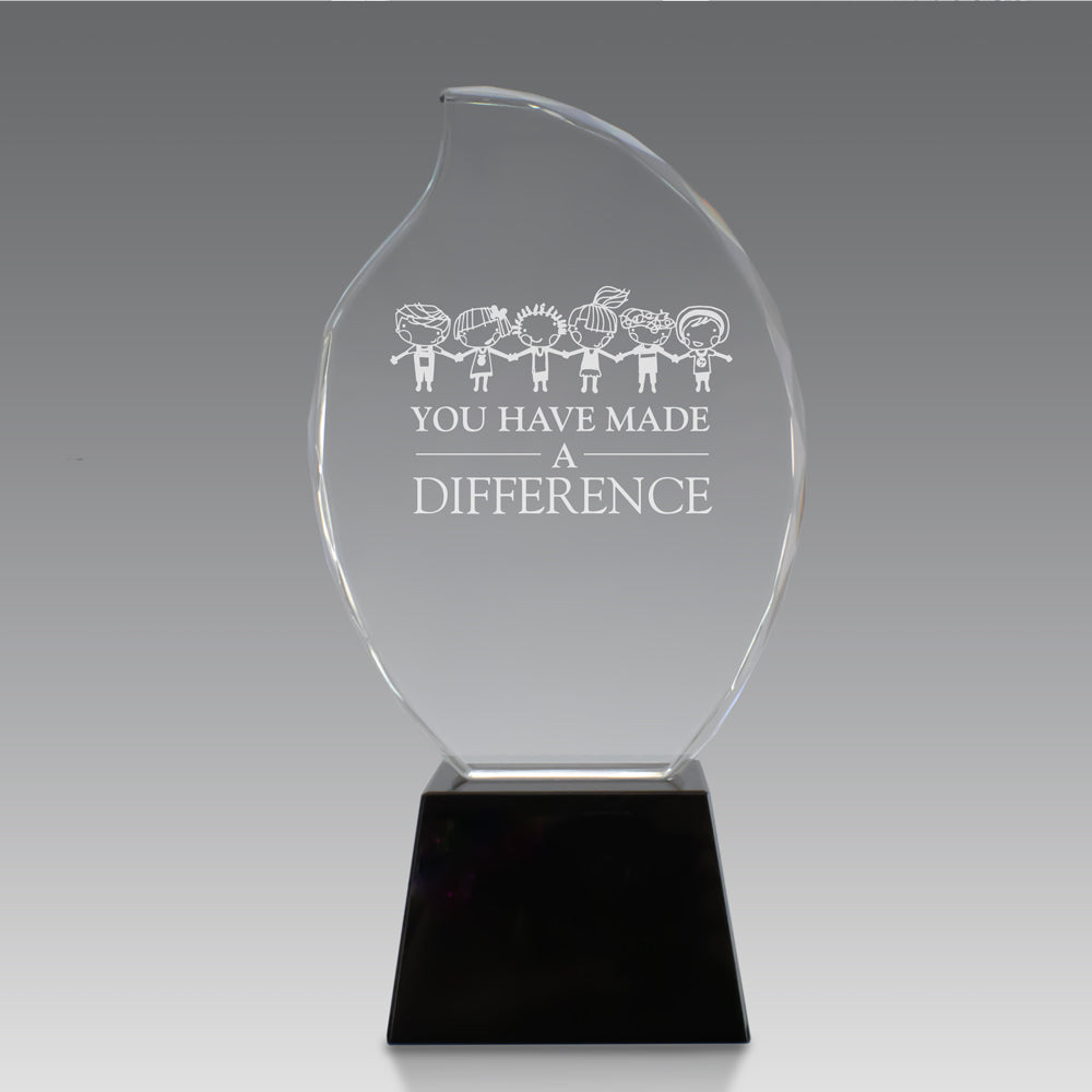 Faceted Flame Award with Crystal Base