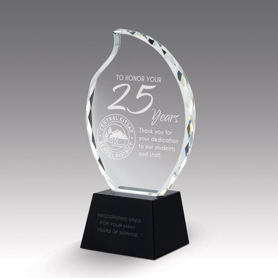 Faceted Flame Award with Crystal Base