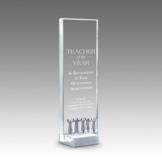 Crystal Tower Award W/ Metal Accent