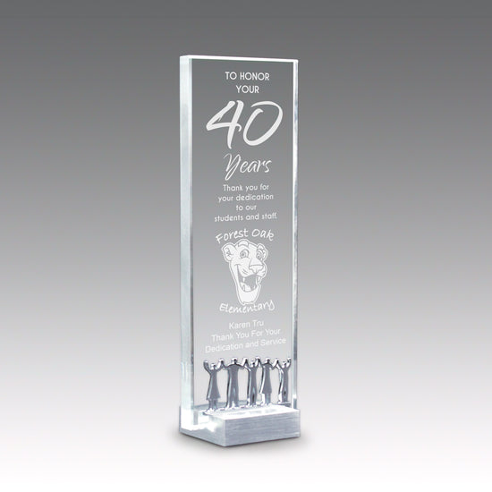 Crystal Tower Award W/ Metal Accent