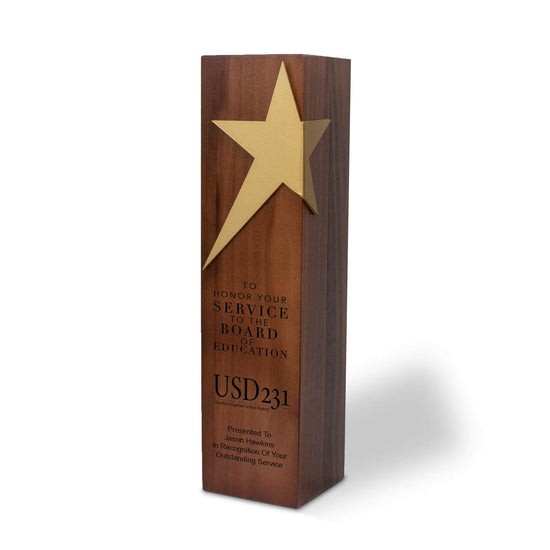 Square Column Award w/ Star Accent