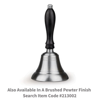 pewter bell with black wooden handle and personalization