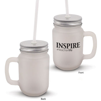 Inspire #teacherlife 12 oz. Frosted Mason Jar Gift Set
