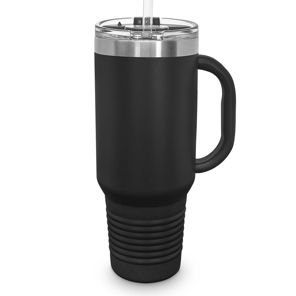 Custom 40 oz. Stainless Steel Travel Tumbler w/ Handle & Straw